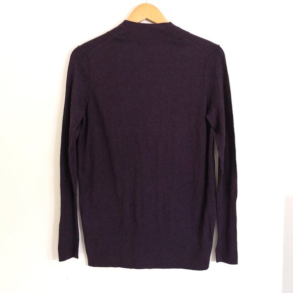 NWOT LOFT Cotton Wool Blend Button Front Pockets Longline Cardigan Plum Size M - Picture 4 of 5